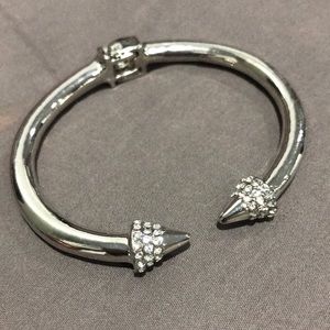 Spike silver bracelet with rhinestones